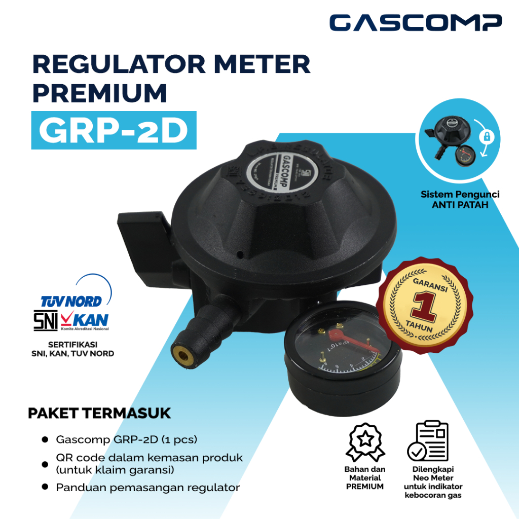 GASCOMP - REGULATOR METER PREMIUM (GRP-2D) REGULATOR GAS AMAN REGULATOR GAS ANTI BOCOR REGULATOR GAS