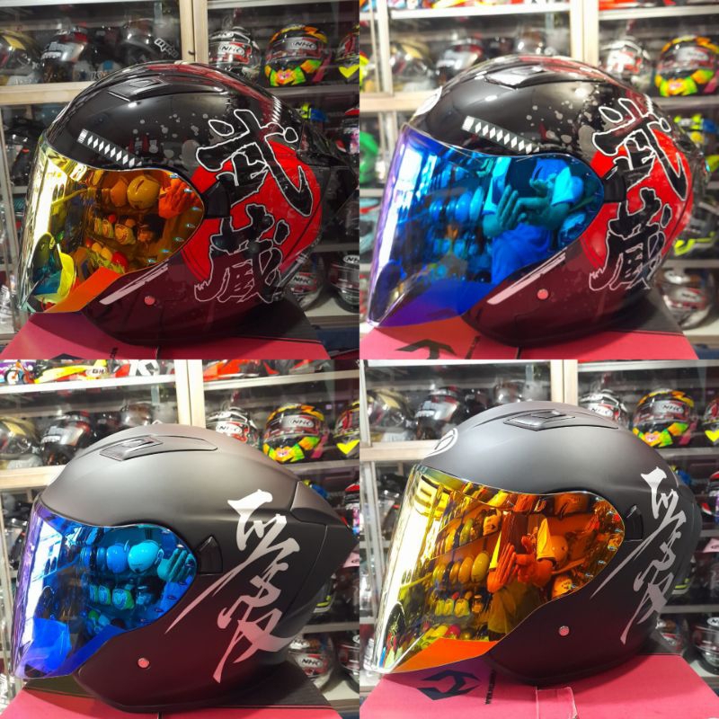 helm NHK R1 MAX KANJI & BUSHIDO paket ganteng iridium
