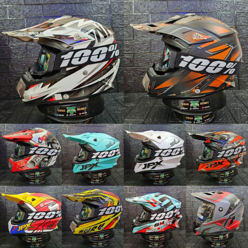HELM TRAIL CROSS JPX,KYT,MDS,GM MOTIF,SOLID|Berbagai macam helm trail
