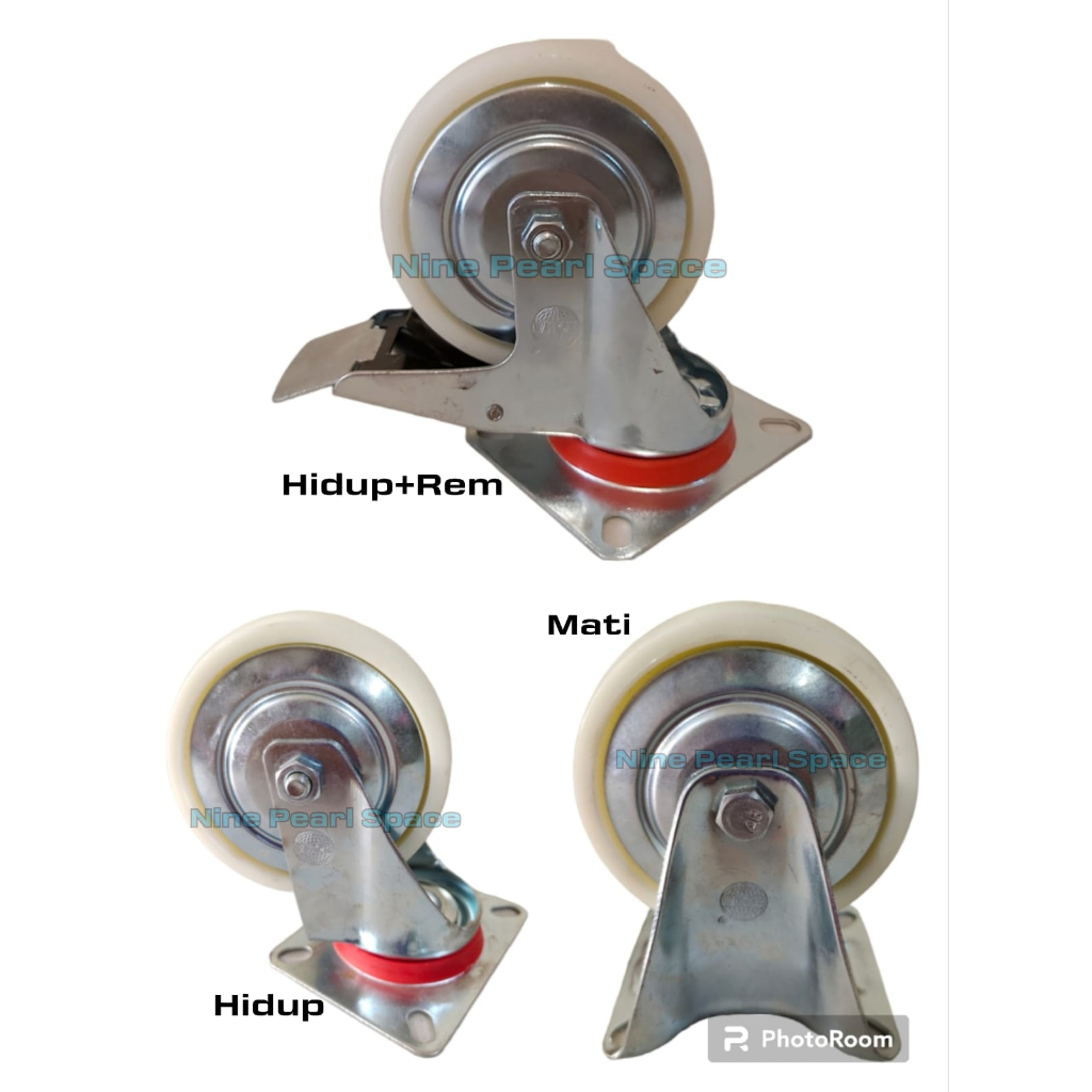 Roda Etalase Nylon / Nylon Caster Mati Hidup Rem / Roda Troli Nylon