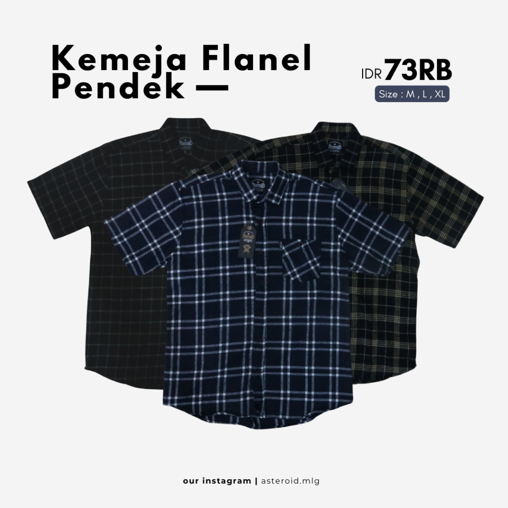 KEMEJA FLANNEL PRIA LENGAN PENDEK / BAJU FLANEL PRIA  DISTRO  ORIGINAL ASTEROID
