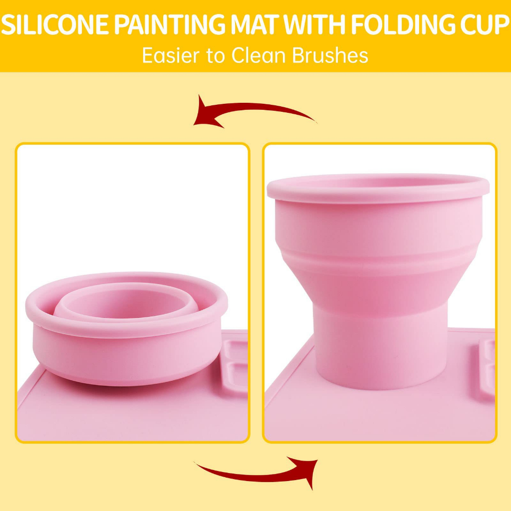 

RB MD - Keola Silicone Painting Mat Art Mat with Water Cup and Paint Holder Alas Lukis Silikon Wadah