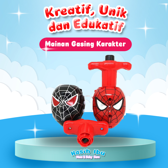 Mainan Gasing Murah Mainan Gasing Karakter Lampu LED dan Musik Mainan Gangsing Spiderman Flashing To