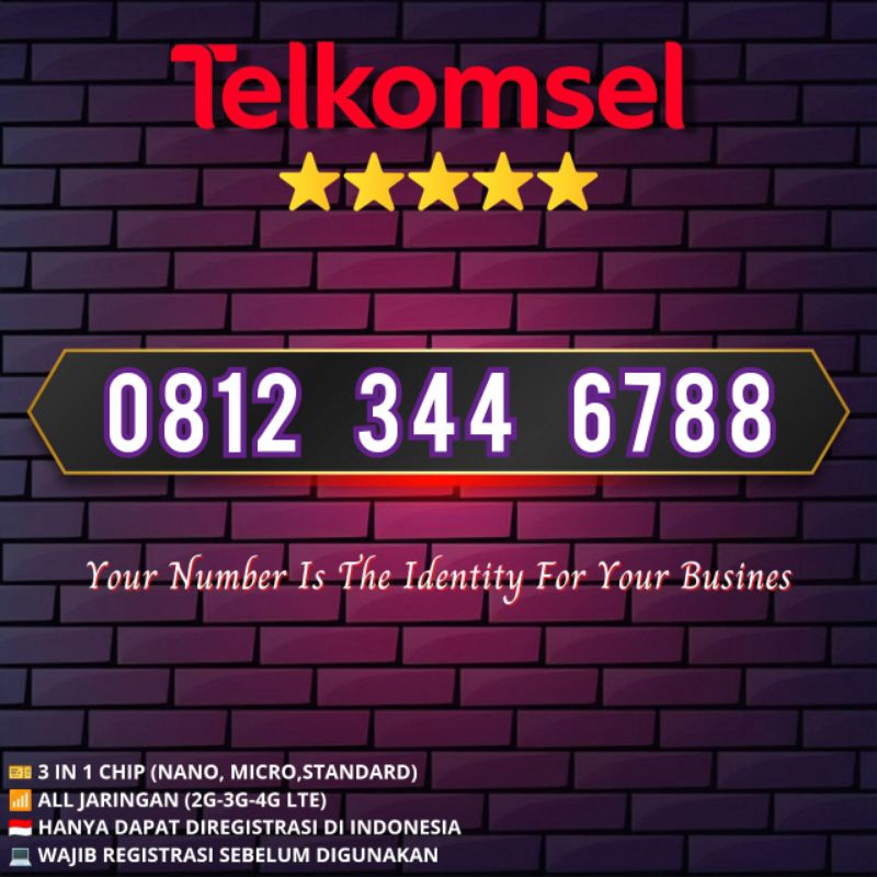 Nomor Cantik Simpati 11 Digit Combo Sakti Seri Naik Urut Angka Rapi 0812 344 6788