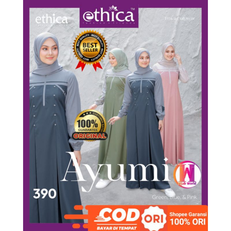 Gamis Ethica Ayumi 390 Terbaru / Gamis Simple Elegan / Gamis Modern / Gamis Remaja / Dress Muslim Te