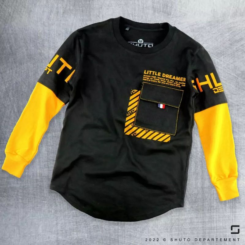 Baju Kaos Anak Laki-laki Lengan Panjang Saku 1-12 tahun