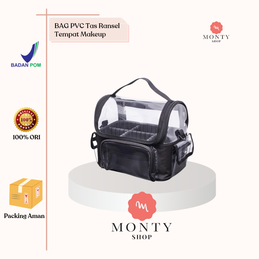 BAG PVC Tas Wanita Salon Alat Makeup Ransel Hairdressing Penyimpanan Transparan Tempat Makeup Tas MU