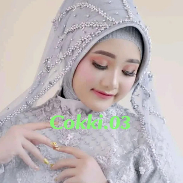 Veil Murah Slayer pengantin mutiara diamond mewah motif Kipas bride Manten stelan Wisuda hijab dan T