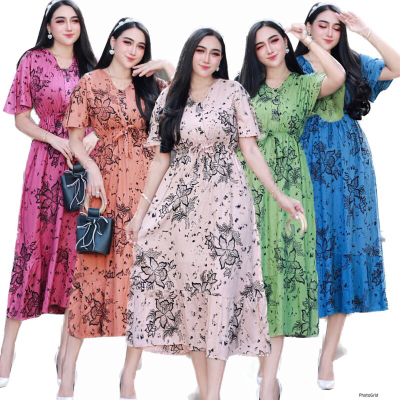 Daster  crinkel motif bunga sakura