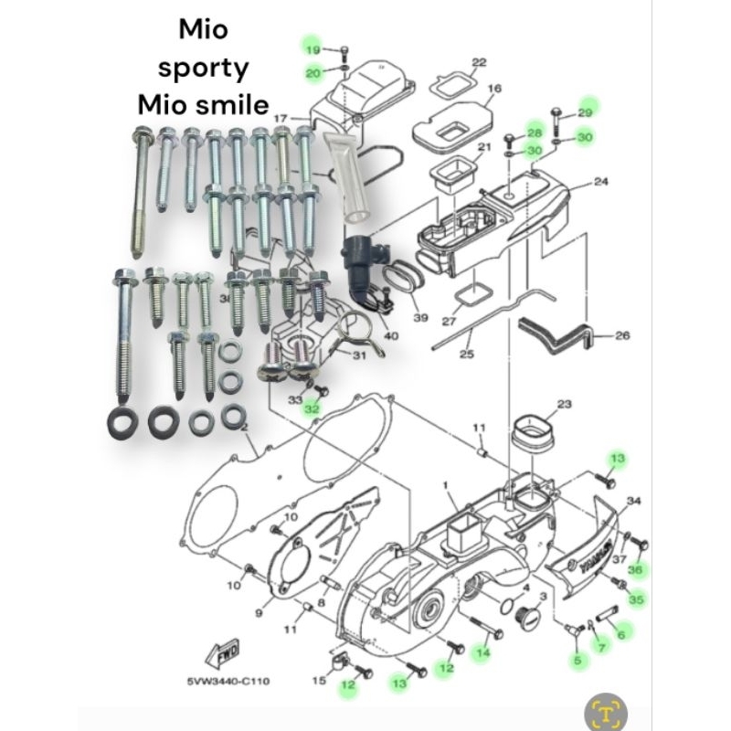 baut cvt mio sporty mio smile paket fullset