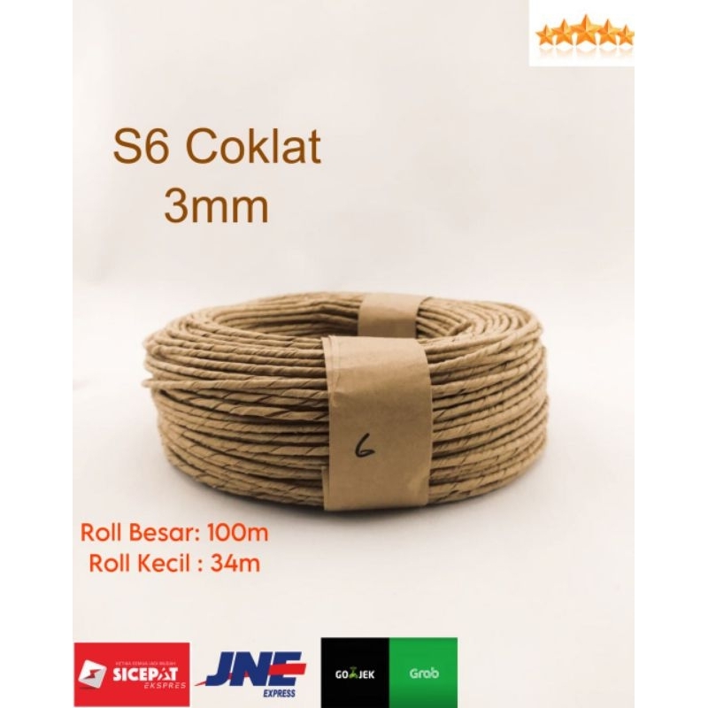 

Tali Paper bag 3mm 100m / Tali KRAFT S6 3mm / Tali kertas 3mm Tali anyaman Paper Rope