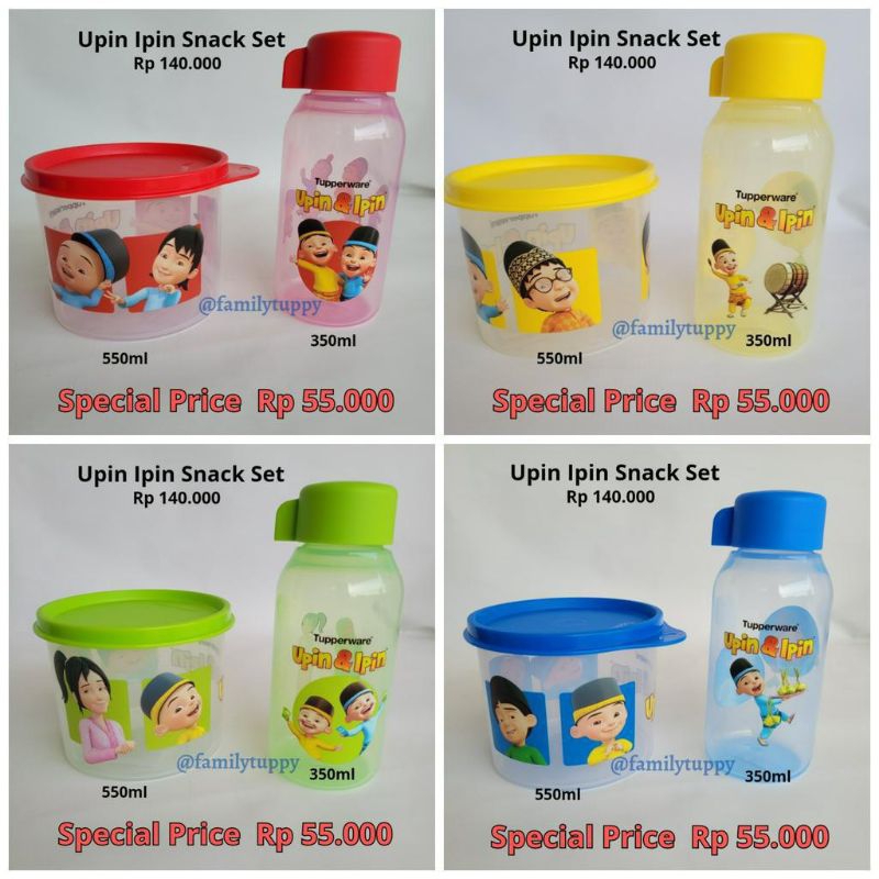 paket Upin Ipin 1botol minum +1 wadah Snack Upin Ipin Tupperware (2pc)