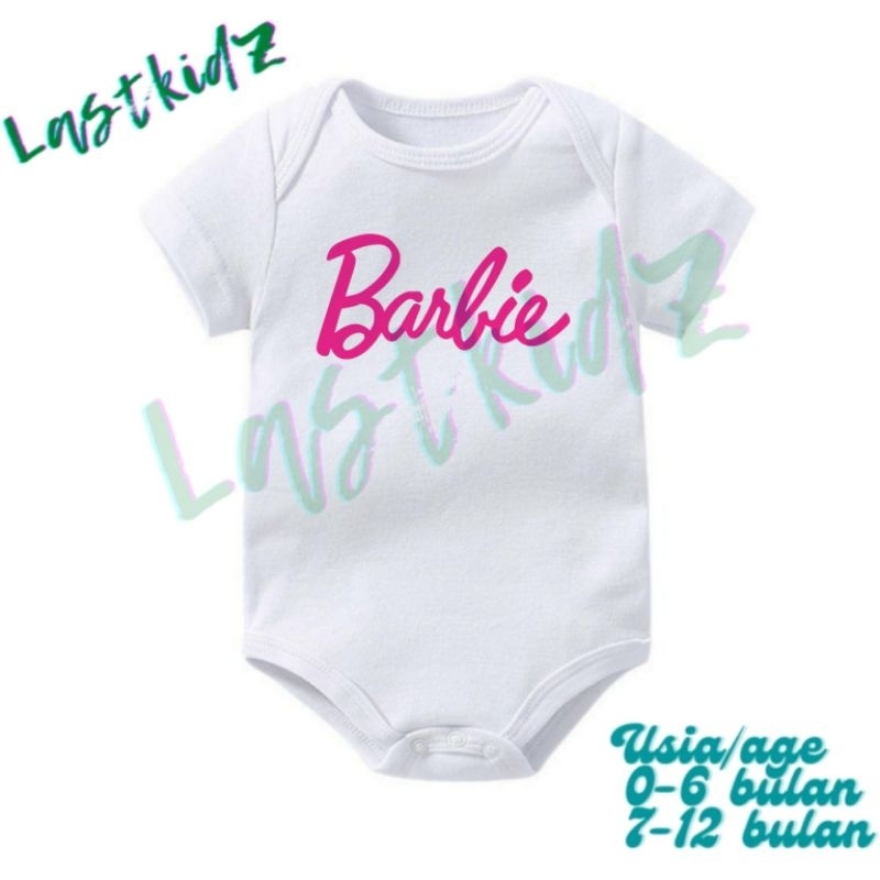 BAJU BAYI JUMPER BABY BARBIE PINK HELLO BARBIE Jumper mainan anak film fantasi kaos bayi kids jumpsu