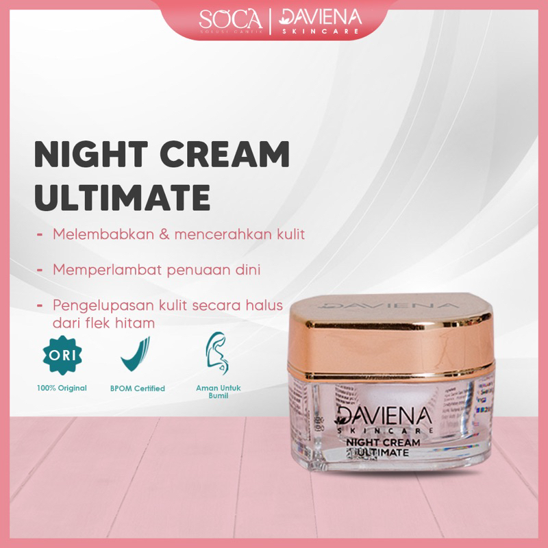 NIGHT CREAM GOLD DAVIENA Skin Care Pencerah Pelembab Pemutih Menutrisi Kulit Wajah Kering Memudarkan