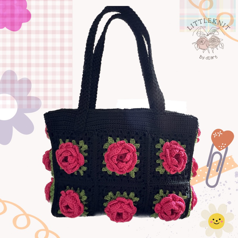 tas rajut bunga mawar