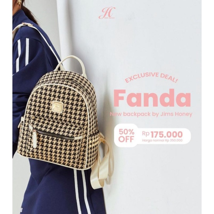 Fanda Backpack Jimshoney Tas Ransel Kecil Tas Punggung Wanita Kekinian Original JH