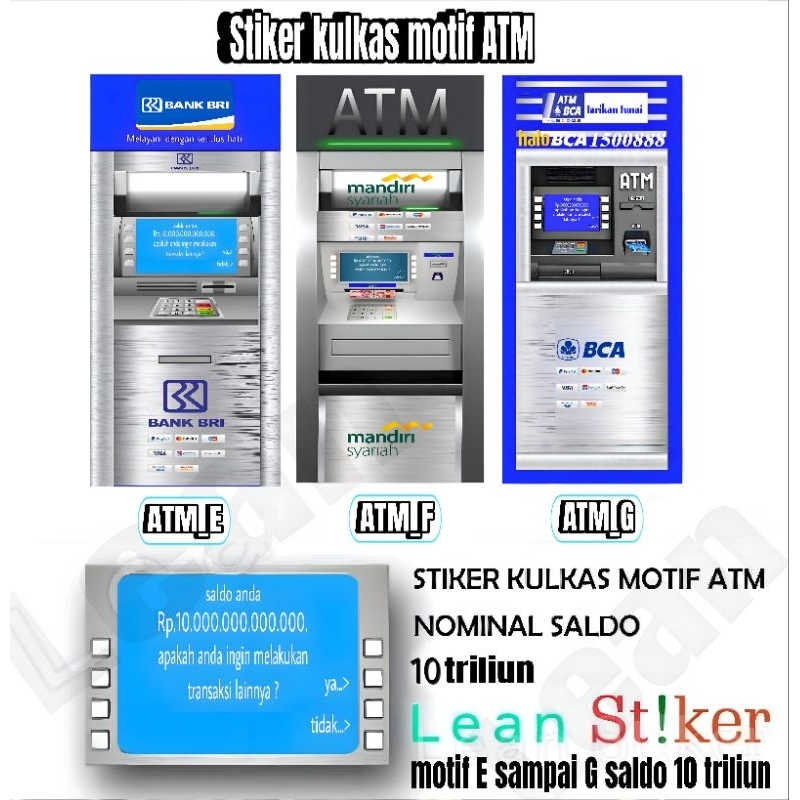 Stiker kulkas 1 pintu / Stiker kulkas 2 pintu motif atm