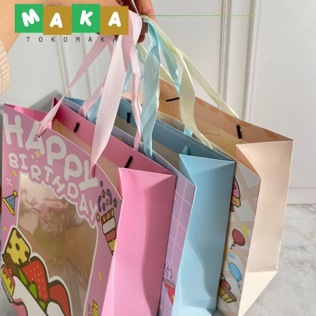 

paper bag happy birthday besar CD 765 uk 25x12x33cm kantong kertas kantong bingkisan ulan tahun hadiah souvenir