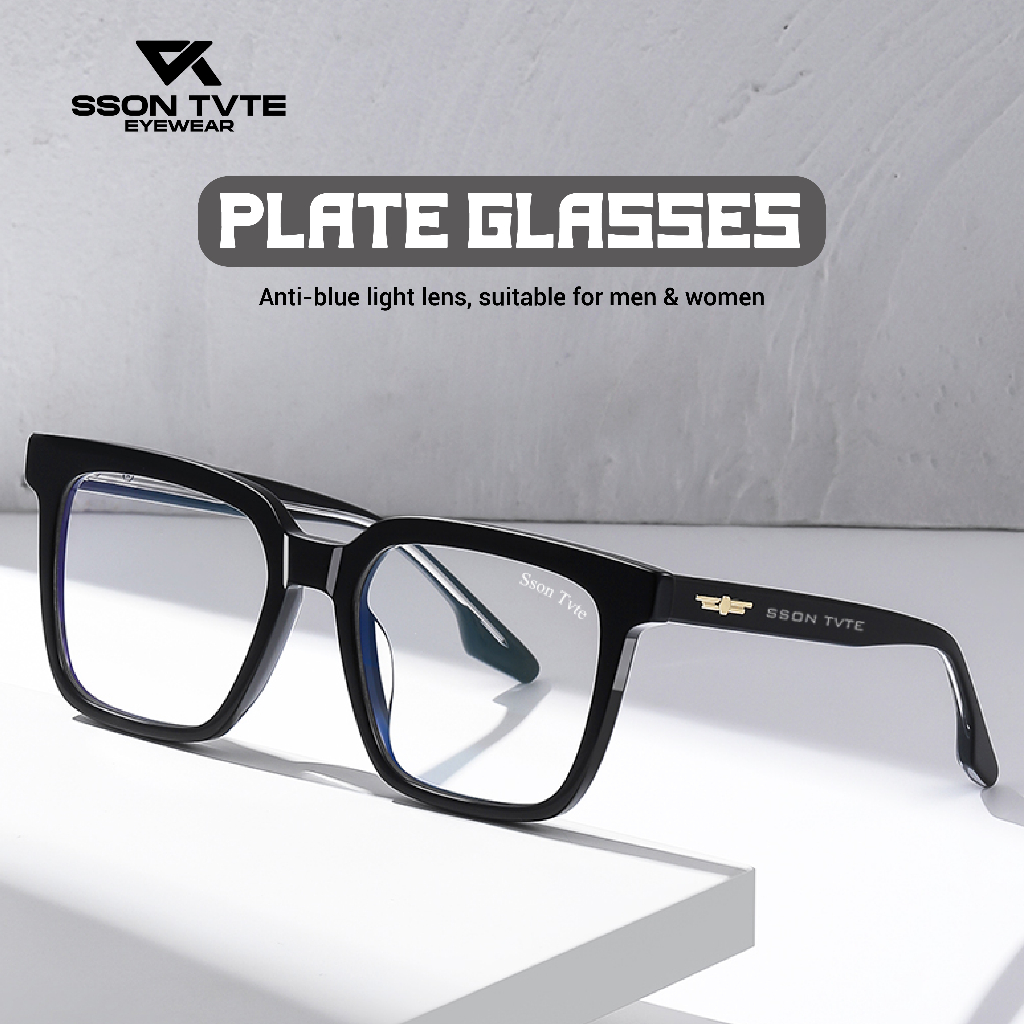 SSON TVTE Frame Kacamata Lensa Minus Pria Wanita Frame Kotak Plate PS8803
