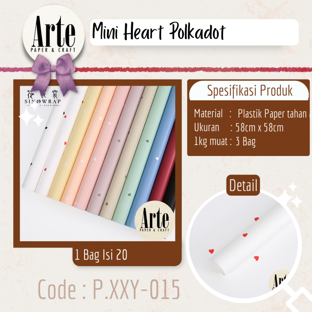 

20 Lembar Cellophane Mini Heart Ori Sinowrap Buket Bunga Korean Kertas Waterproof Flower Wrapping Paper Calor Kado Arte Grosir Florist Supply Jakarta Bekasi P.XXY-015
