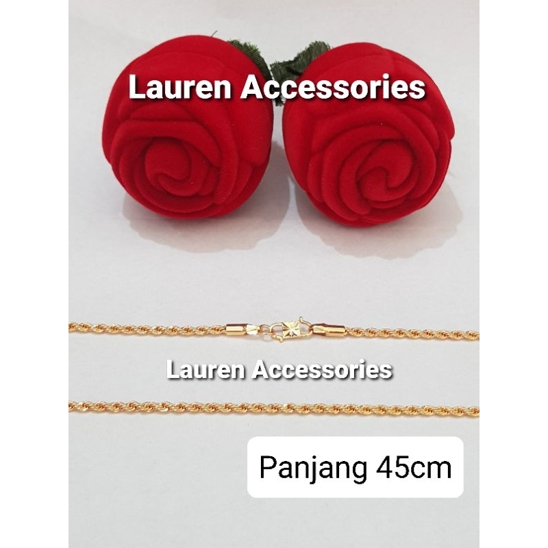 Kalung Dewasa Panjang 45cm Motif Tambang Perhiasan Imitasi Lapis Emas Kuning KL 2253