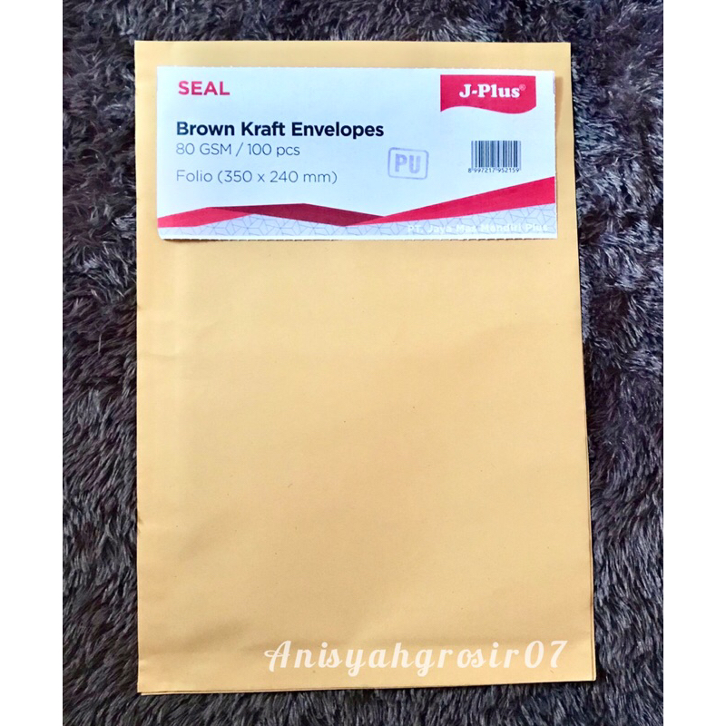 

(10 lembar) Amplop kertas coklat Folio perekat seal J-Plus Jplus Brown kraft envelopes