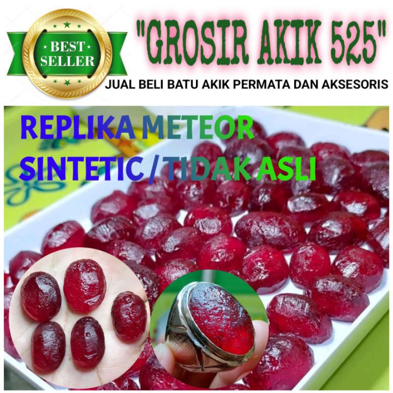 cincin meteor merah catam / batu akik replika meteor merah