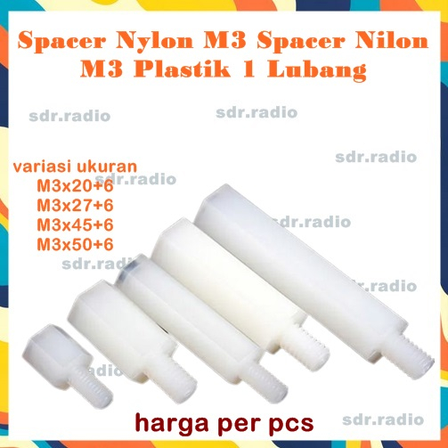 Spacer Nylon M3 Spacer Nilon  M3 Plastik 1 Lubang M3x20+6 M3x27+6 M3x45+6 M3x50+6