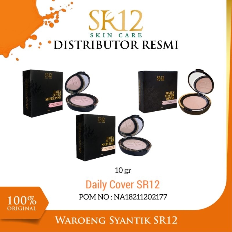 Bedak SR12 Compact Powder Tidak Mudah Luntur Whitening dan Glowing Tahan Lama WITH FOUNDATION+SPF 25