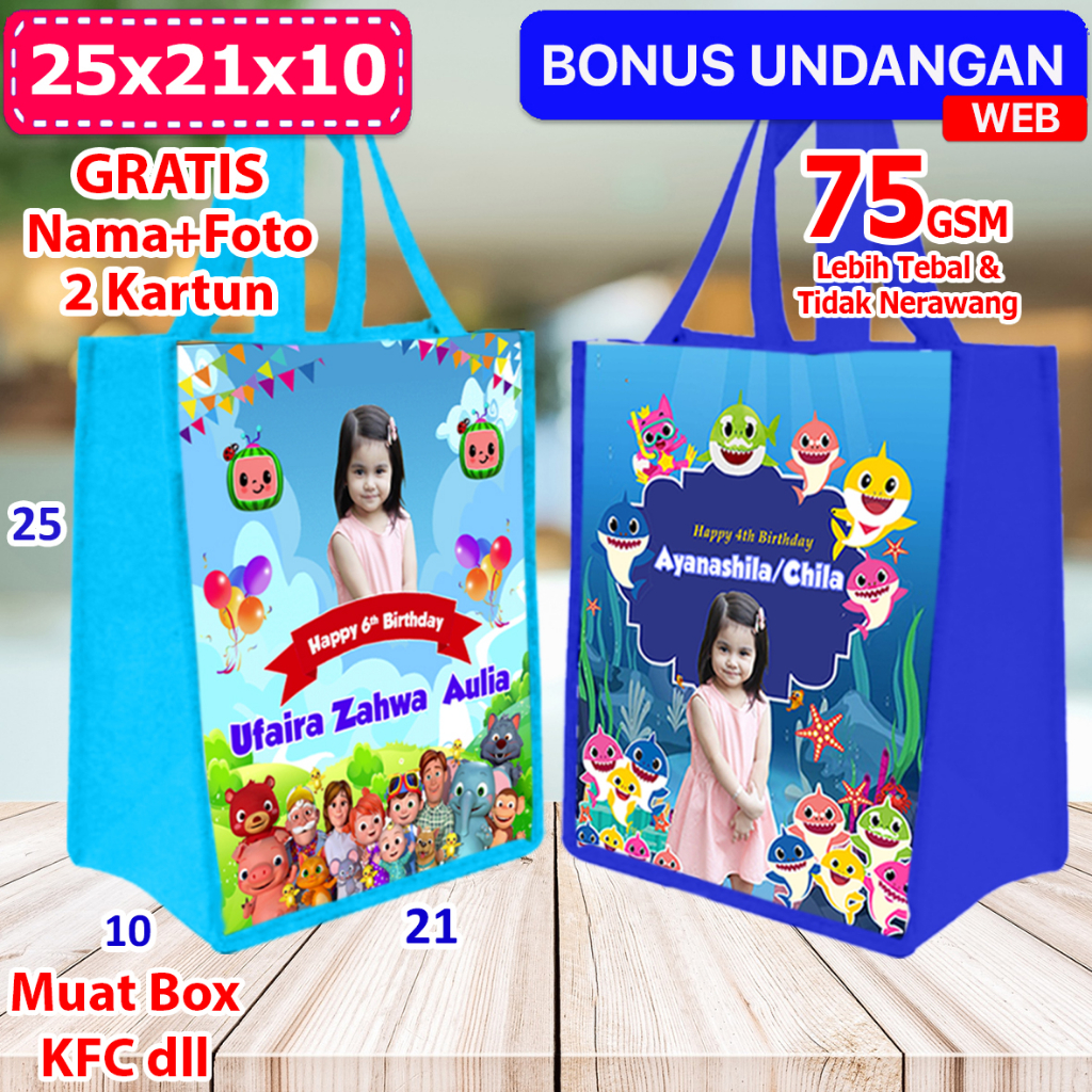 

Tas Kantong Ulang Tahun Anak Bingkisan Gambar Cocoemlon uk 25x21x10