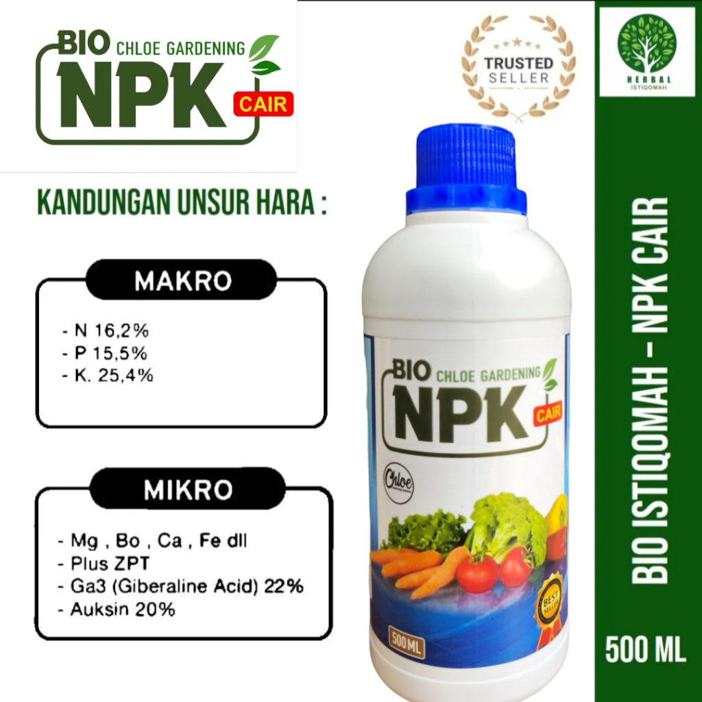 Pupuk Bio NPK Cair Chloe Gardening Solution Grow Pelebat Buah 500ml