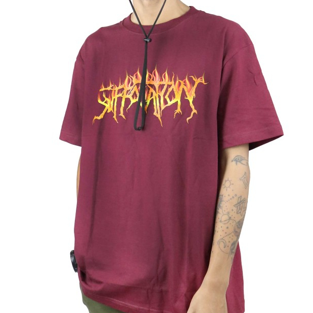 ORIGINAL TSHIRT SUFFOCATION - FIRE LOGO MAROON