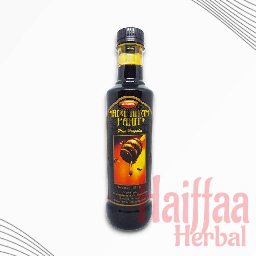 

Ar-Rahmah Madu Hitam Pahit Ar-Rohmah Plus Propolis 470gr Asli Original