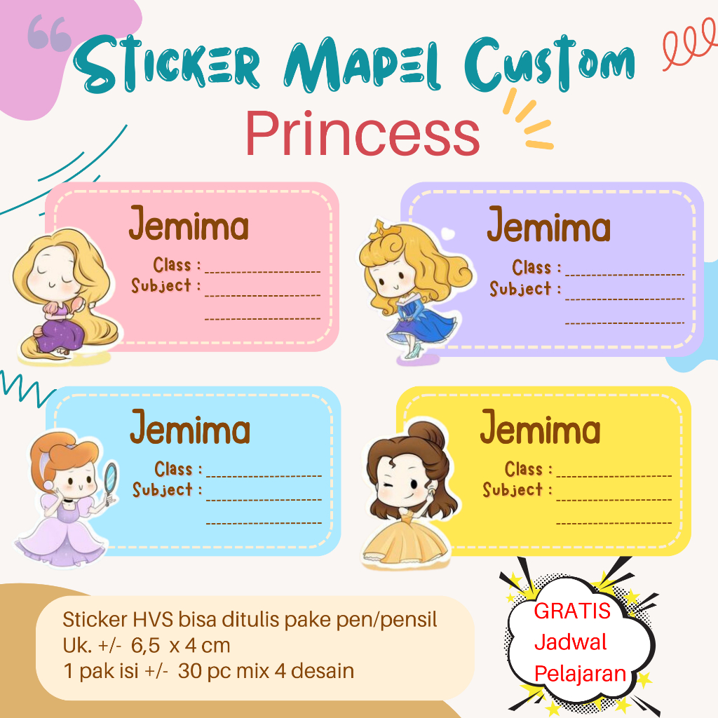 

Stiker Mapel HVS Custom GRATIS Jadwal Pelajaran / Stiker Anak Custom / Stiker Buku / Stiker Lucu Anak / Label Nama / Label Buku