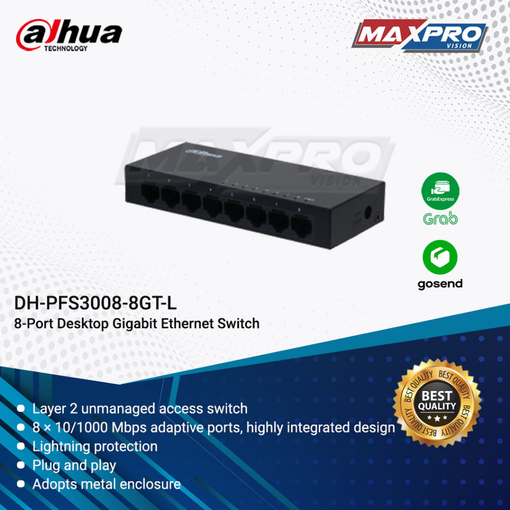 DH-PFS3008-8GT-L - DAHUA SWITCH NON POE 8CH DESKTOP GIGABIT ETHERNET