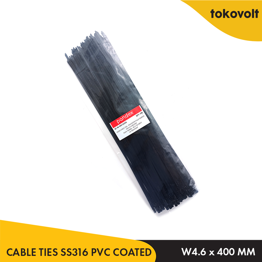 Pandex Cable Ties Stainless Steel PVC Coated 4.6 x 400 mm / Cable Ties SS316