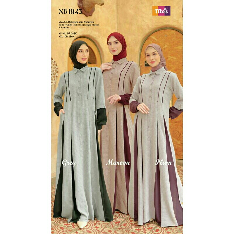GAMIS KATUN WANITA NB B143 ORIGINAL NIBRAS FASHION DRESS BAJU BUSANA MUSLIM DEWASA BUSUI BAHAN COTTO