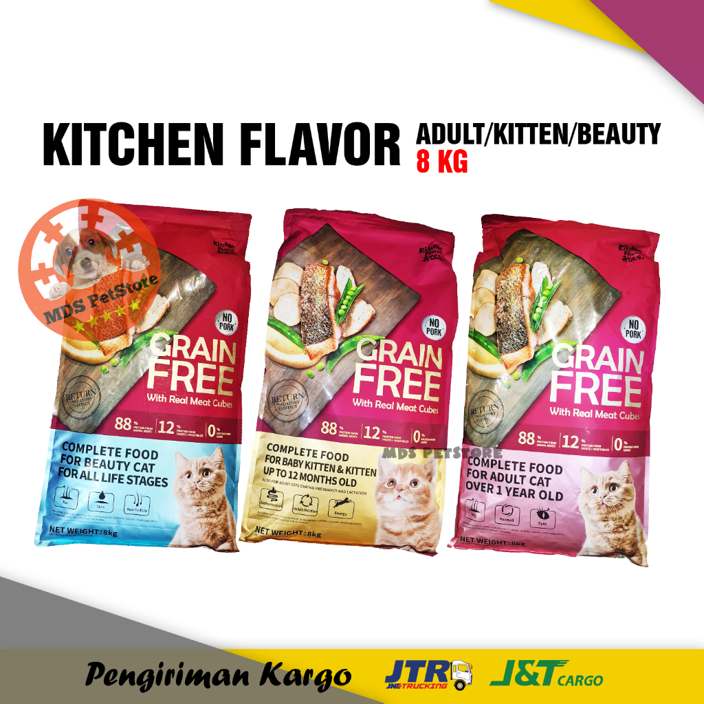[GOJEK] Kitchen Flavor Adult/Kitten/Beauty 8 Kg |  makanan kucing kf flavour 8kg