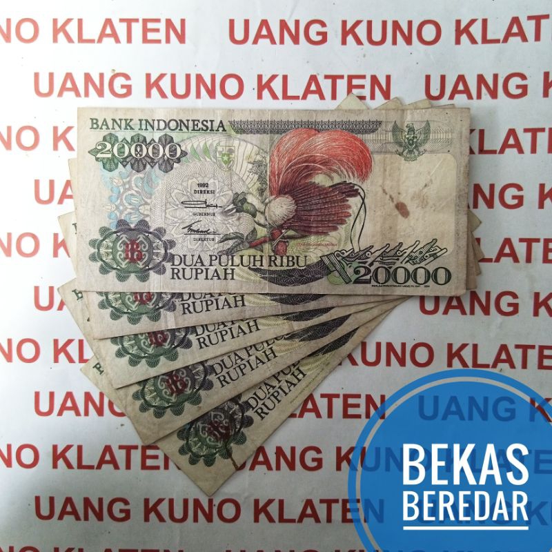 Asli Bekas 20000 Rupiah Cendrawasih Tahun 1992 1995 Rp 20.000 Uang Kertas Kuno Duit lama Indonesia Original