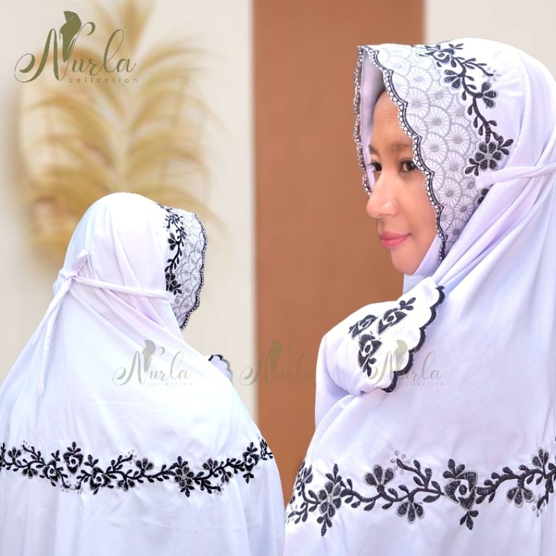 Mukena Terusan Bunga Kalung Katun Mikro Premium