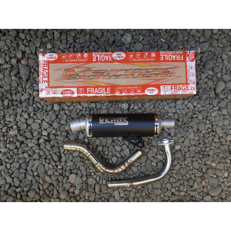 (Free breket) Knalpot verox original samlong tipe oval black series header cobra for all matic Nmax 