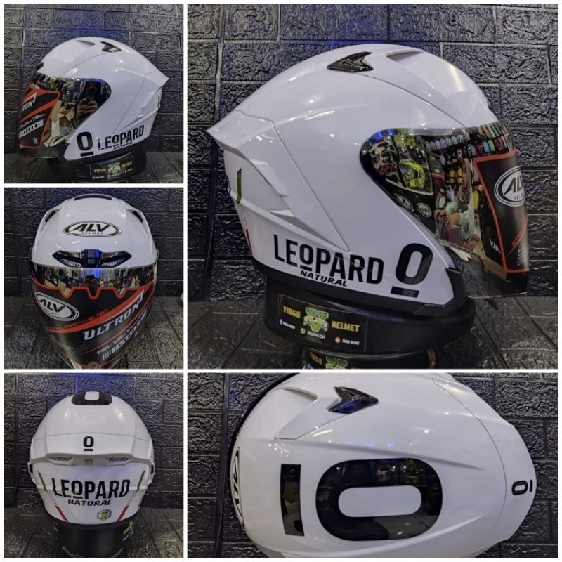 HELM ALV ULTRON WHITE PAKET GANTENG LEOPARD