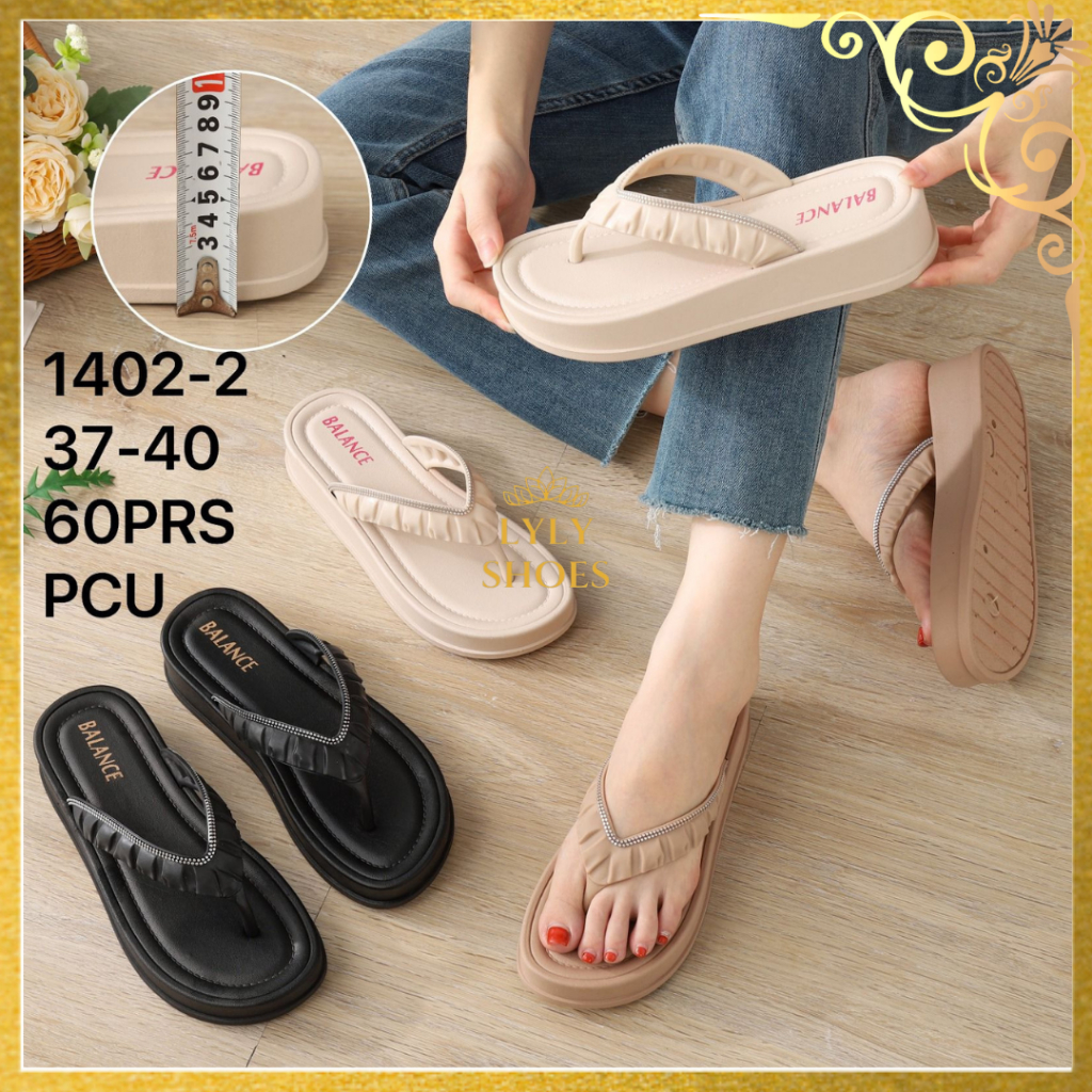 Sandal Jelly Jepit Wanita Import Balance Motif Tali Tirai 1402-2