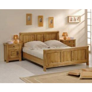 Set Tempat Tidur Dan Bedside Kayu Jati Model Minimalis Modern, Meja Nakas 1 Laci Dan Pintu