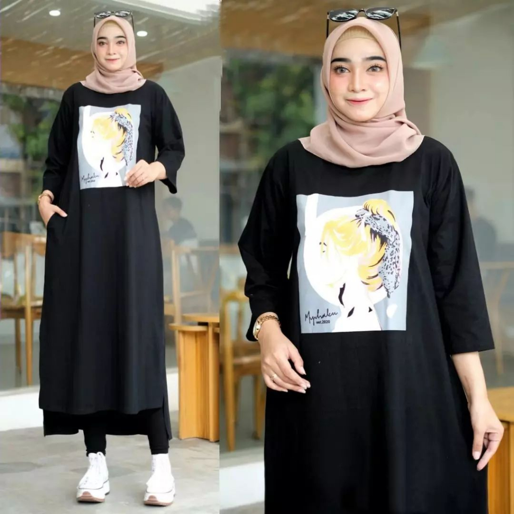 GAMIS TERBARU JESICA MIDI DRESS BO SIZE S M L XL DAN XXL JUMBO BAHAN KAOS KATUN COMBED 24S APK SABLO