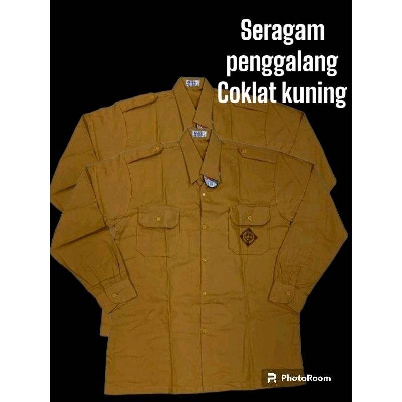 BAJU PRAMUKA PENGGALANG COKLAT KUNING KAIN OXFORD