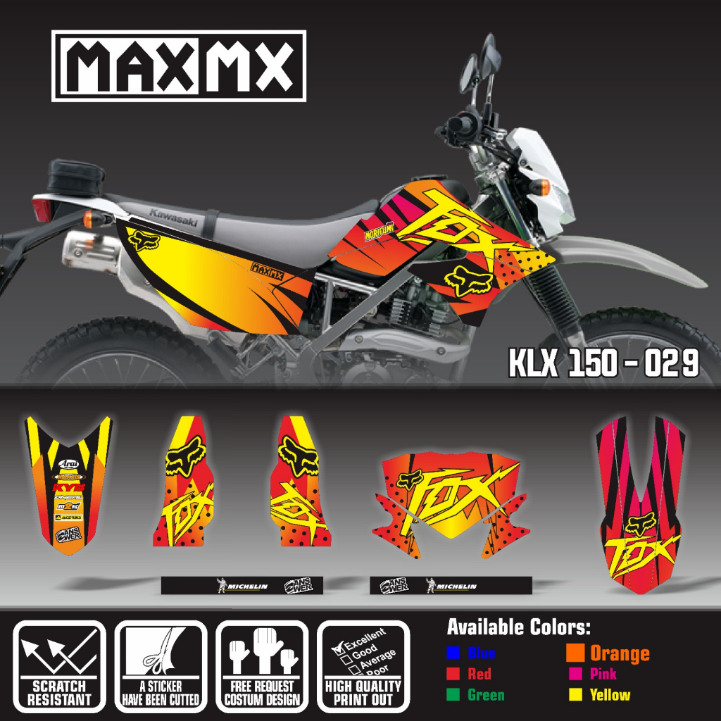 decal klx 150 old keren full body stiker warna kuning gradasi oren