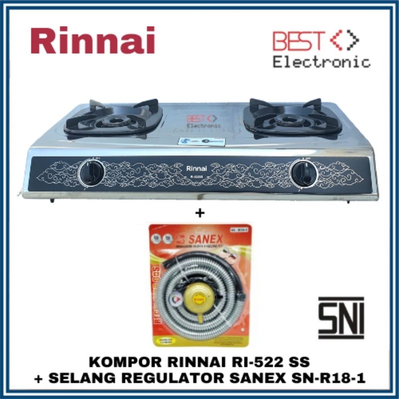 Kompor Gas Rinnai RI 522ss Kompor Murah Rinnai 522ss Kompor Stainless Steel Stove Batik Rinnai 2 Tun