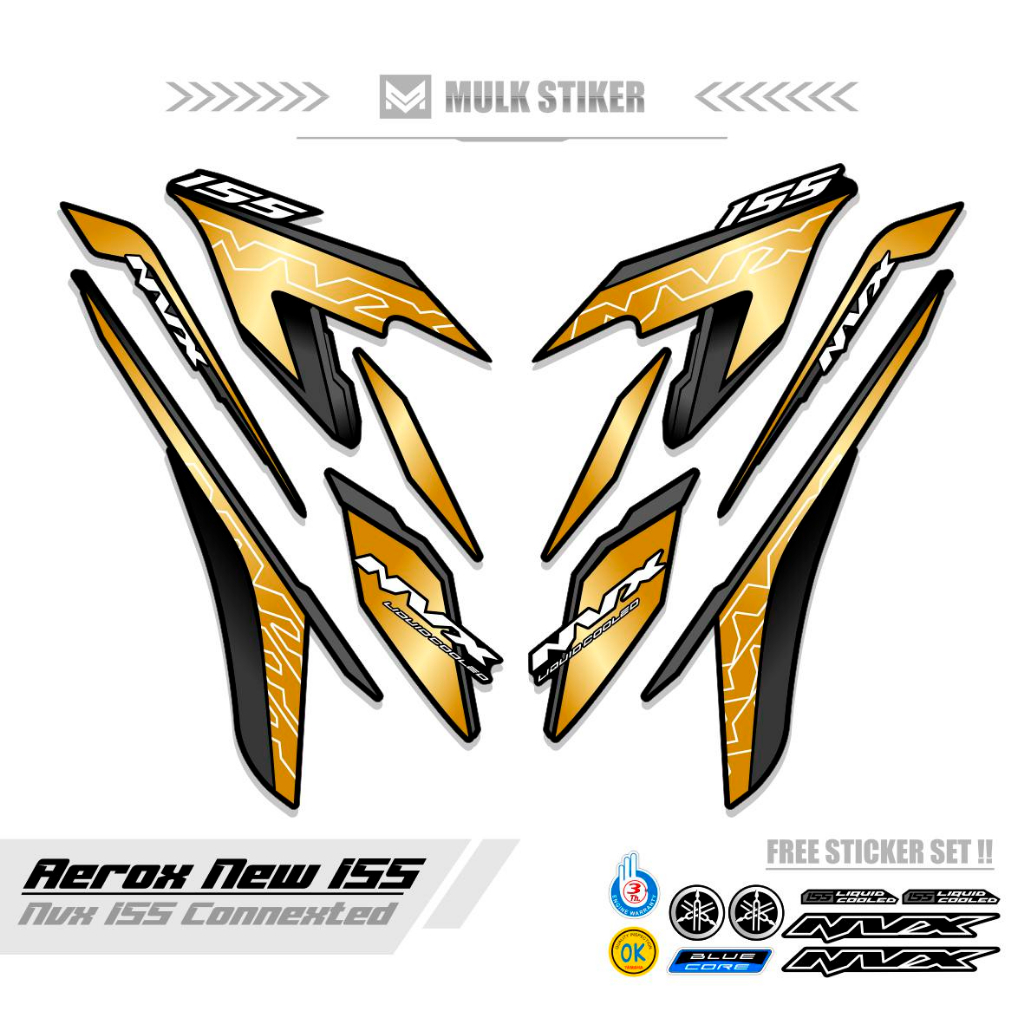 STRIPING AEROX 155 NEW CONNECTED MOTIF 27 / COMBO COLOR / DASAR HITAM / STIKER AEROX 155 CONNECTED /