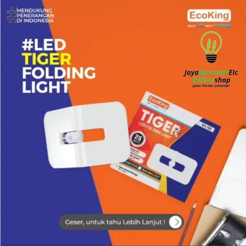 Lampu LED FOLDING LIGHT TIGER 25w / 40w / 50 Watt ECOKING TIGER